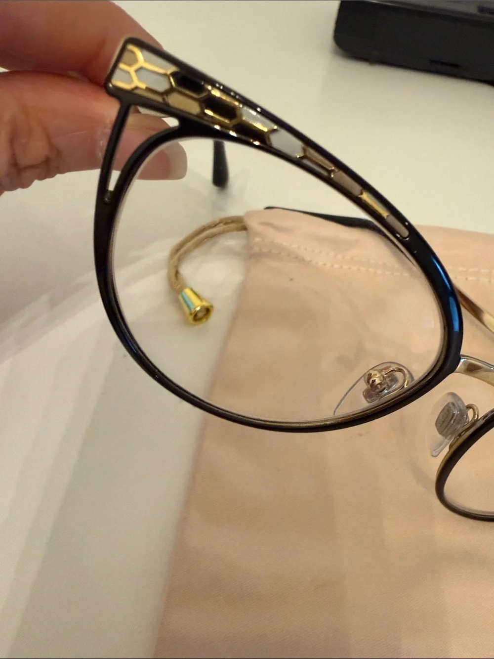 Bulgari Gold-Tone Eyewear Temple with Branded Case